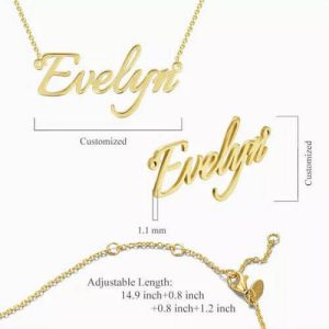 Collar con nombre personalizado chapado en oro de 14 k