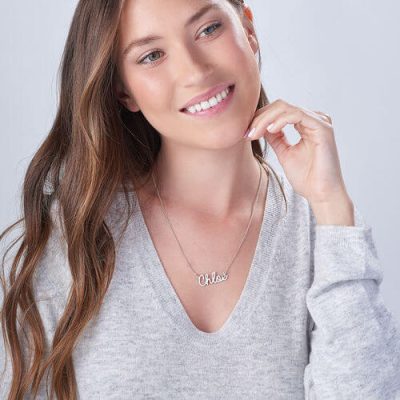 Cursive Name Necklace in Sterling Silver