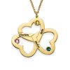 Collar de triple corazón personalizado con baño de oro