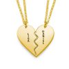 Set collana cuore spezzabile - Placcato in oro