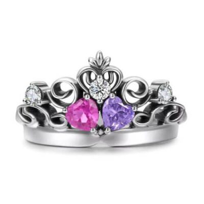 Gefangene Herzen Tiara Princess Ring Silber