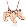 Dije personalizado de madre y collar de #039; pies de bebé - Chapado en oro rosa
