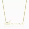 Collana con nome stile firma placcato in oro 14 carati