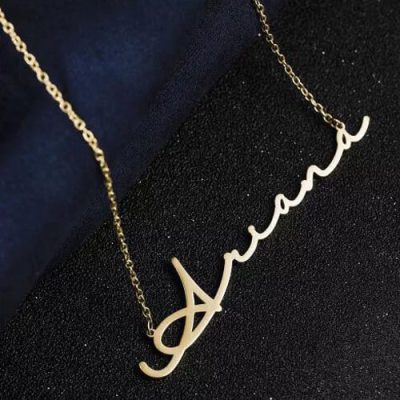 Signature Style Name Halskette 14 Karat vergoldet