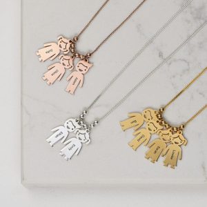 Collana da mamma con ciondoli per bambini placcata oro 14 carati