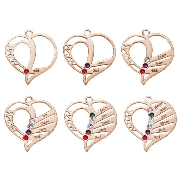 Gravierte Mutter Geburtsstein Halskette Rose Gold Plating