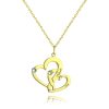 Collar grabado de dos corazones con baño de oro