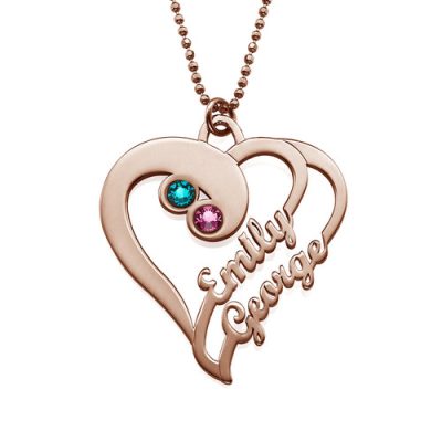 Zwei Herzen für immer eine Halskette - Rose Gold Plated