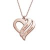 Collar de dos corazones para siempre uno chapado en oro rosa con diamantes