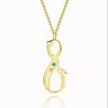Collana con nome infinito verticale con pietre di nascita placcate oro 14 carati