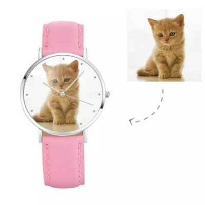 Womens Photo Watch Rosa Lederband