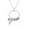 Circle Pendant Necklace with Leaf And Custom Beads