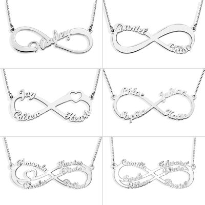 Personalisierte Infinity Name Halskette Sterling Silber