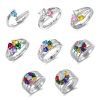 Anello personalizzato Birthstone cuore con argento incisione