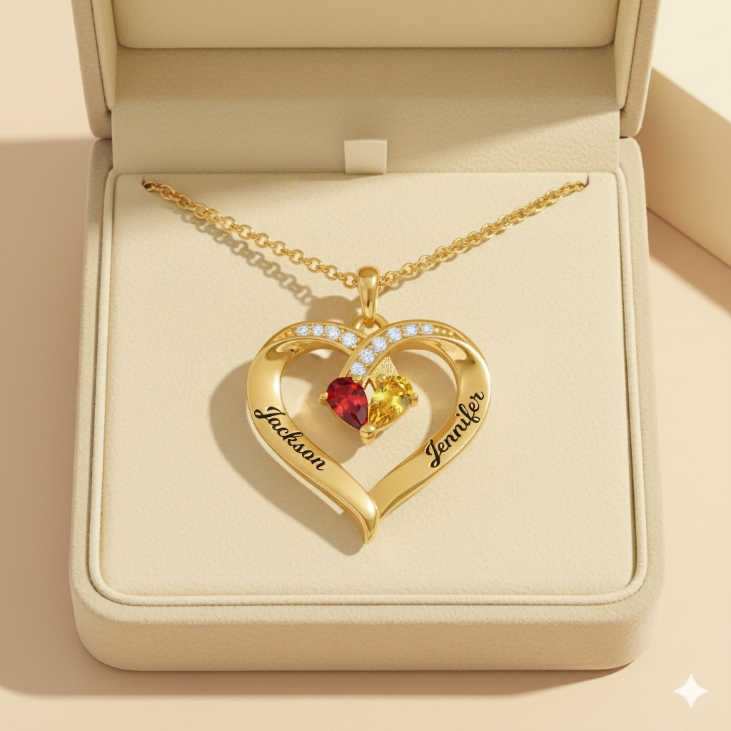 Forever Together Engraved Birthstone Necklace - Image 2