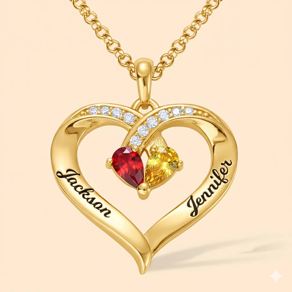 Collana con pietra portafortuna incisa per sempre insieme