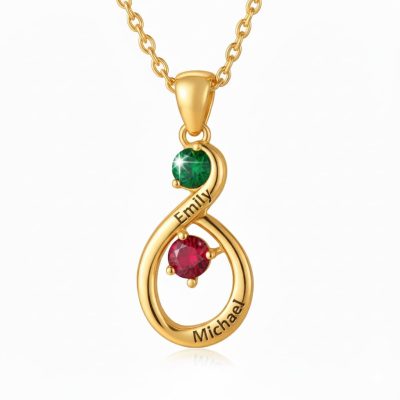 Eternal Bond – Collier personnalisé avec pierre de naissance infini