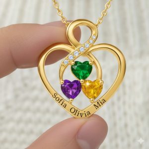 Hearts of Infinity Personalized Birthstone Necklace