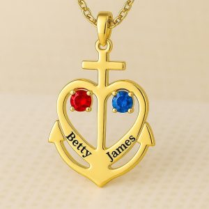 Dainty Anchor Cross Pendant, Minimalist Faith Hope Love Jewelry