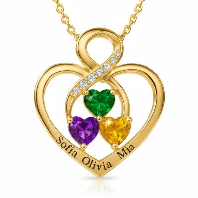 Hearts of Infinity Personalized Birthstone Necklace