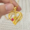 Collier deux coeurs pour toujours avec pierres de naissance
