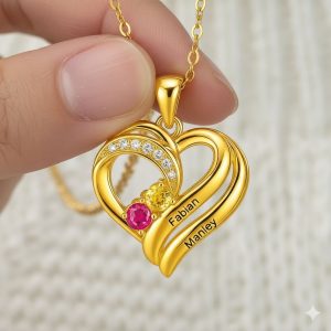 Collana Two Hearts Forever One con pietre preziose