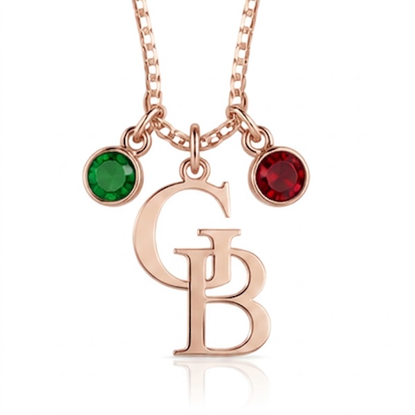 Personalized Two-Initial Necklace with Birthstones - Image 10