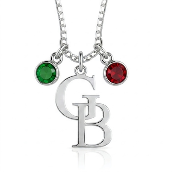 Personalized Two-Initial Necklace with Birthstones - Image 11